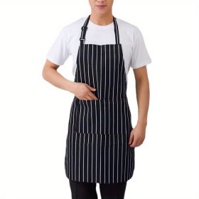 1pc Black Apron, Unisex Adjustable Bib Apron With 2 Pockets, Cooking Kitchen Apron for Women, Men, Kitchen BBQ Apron
