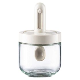 1pc Seasoning Jar With Retractable Spoon; Glass Spice Jar, Seasoning Container With Lid And Spoon For Salt; Sugar And Spices