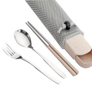 Portable Stainless Steel Flatware; Spoon, Fork, Chopsticks Tableware Set