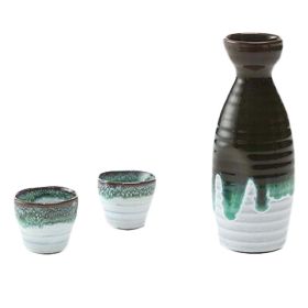 3 Pcs Japanese Style Ceramic Wine Bottle, Wine Glass / Sake Cups