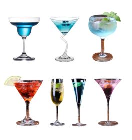 Set of 7 Crystal Cocktail Glasses; variety