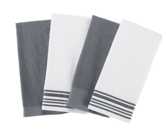 Mainstays 4-Pack 16'x26' Woven Kitchen Towel Set, Grey