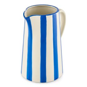 8.5" Blue Stripe Ceramic Pitcher Vase - 4 Pack