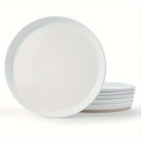 6 Pieces Dinner Plates, 10.5 inch Plate Set, Scratch Resistant, Stoneware, Kitchen Modern Rustic Serving Dishes, White Speckled