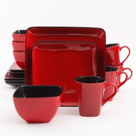Square Dinnerware Set of 16 - Red