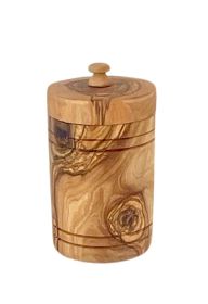 Olive Wood Spice Jar Salt /Seasoning Keeper w/Lid