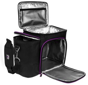 Large Meal Prep Lunch Box, Insulated for Women or Men, Perfect For Multiple Container Meals, Keep Food Cool and Organized, Black Purple