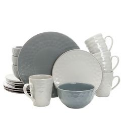 16 Piece Stoneware Dinnerware Set in Slate and Stone Pearl
