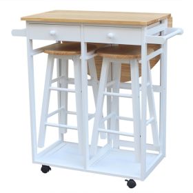 Semicircle Solid Wood Folding Dining Cart with 2 Free Stools burlywood Replacement code: 32534704