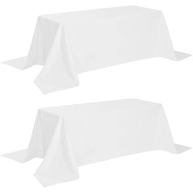 2 Pack Classic White Tablecloth 90x132 inches, for 6 Foot Rectangle Tables, Stain and Wrinkle Resistant, Washable Fabric