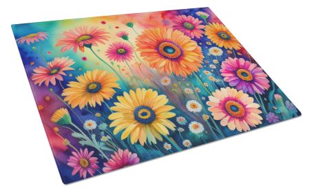 NEW Gerbera Daisies in Color Glass Cutting Board Decorative Tempered Glass Kitchen Cutting and Serving Board Large Size Chopping Board