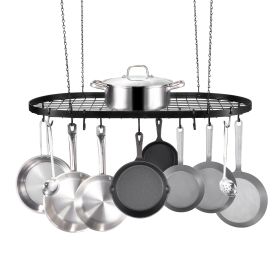 VEVOR Hanging Pot Rack, 32 inch Hanging Pot Rack Ceiling Mount, Ceiling Pot Rack with 12 S Hooks, 80 lbs Loading Weight