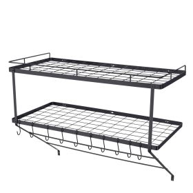 VEVOR Pot Rack Wall Mounted, 30 inch Pot and Pan Hanging Rack, Pot and Pan Hanger with 12 S Hooks, 55 lbs Loading Weight