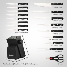 19-Piece Knife Set, German Steel, Durable and Dishwasher Safe, for Kitchen with Block Sets with Built-in Sharpener for Chopping, Slicing