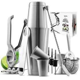 Bartender Kit, Complete Cocktail Shaker Bar Tools Set with Citrus Squeezer