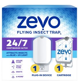 Zevo Flying Insect Indoor Fly Trap (1 Device + 1 Refill)