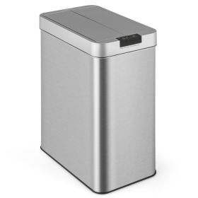 13.2 Gal Stainless Steel Frame Slim Kitchen Trash Can with Lid