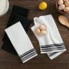 4-Pack Woven Kitchen Towels – Rich Black, 16"x26", Cotton Blend, Absorbent & Machine Washable