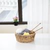 Round Water Hyacinth Woven Decorative Storage Basket, 10"D x 4"H