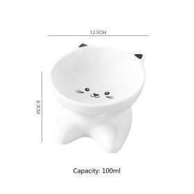 Small, Ceramic Cat Face Shaped Pet Food Bowl, Universal And Easy To Clean (Option: Black 2in1)