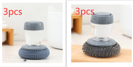 Kitchen Soap Dispensing Palm Brush Cleaner, Push-type Brush (Option: A and B 3set)