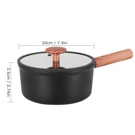 2 Piece Set 6.3 Inch, 7.87 Inch ,1.5 QT,3 QT, Aluminum Mini Pots With Detachable Handles And Glass Lids , Free of PFOA, PFOS, Dishwasher Safe (Option: 20cm-Black)