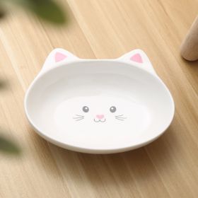 Small, Ceramic Cat Face Shaped Pet Food Bowl, Universal And Easy To Clean (Option: bowl)