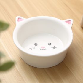 Small, Ceramic Cat Face Shaped Pet Food Bowl, Universal And Easy To Clean (Option: Pots)