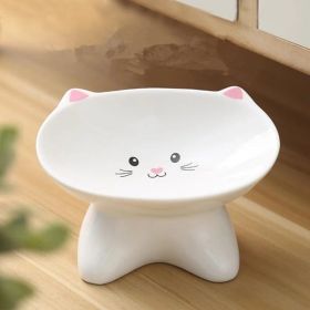 Small, Ceramic Cat Face Shaped Pet Food Bowl, Universal And Easy To Clean (Option: 2 in 1)
