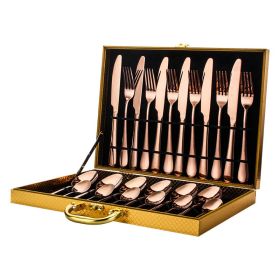 High-end, decorative tableware, flatware 24 piece set (Option: Rose gold)