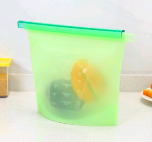 Silicone, fresh-keeping, sealed, storage bag; in or out of the refrigerator (Option: Green-4000ml)