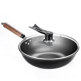 Iron Pan, Traditional Iron Wok Handmade (Option: Glass cover)