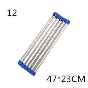 Folding Sink Draining Rack, Stainless Steel (Option: Blue-12L)