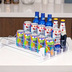 Fridge Drink Organizer - Adjustable Soda Dispenser With Smooth, Fast Pusher Glide (Option: Clear)