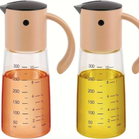Oil & Vinegar Dispenser Condiment Dispensing Kitchen Cruet For Barbecue, Cooking, Baking, Roasting, Grill 10oz Non-Drip Spout Oil Dispenser Set (Option: Two pcs)