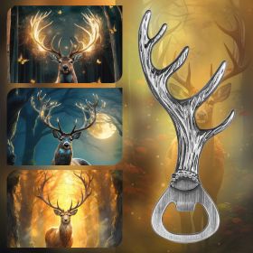 Deer Antler Bottle Opener, Small Tool Suitable For Various Parties And Gatherings For Opening Beer, Wine, Juice (Option: Dark Silver KPQ0806)