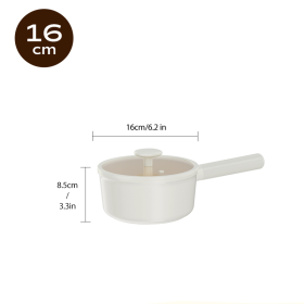 2 Piece Set 6.3 Inch, 7.87 Inch ,1.5 QT,3 QT, Aluminum Mini Pots With Detachable Handles And Glass Lids , Free of PFOA, PFOS, Dishwasher Safe (Option: 16cm-White)