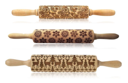 Rolling Pin Themed / Christmas Embossing (Option: Deer+Snow+B 35cm)