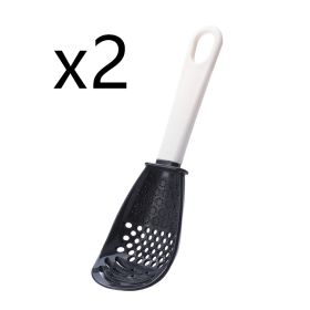 Multifunctional Slotted, Grinding, Cooking Spoon; Mash, Grate (Ginger & Garlic), Stir-frying Spatula (Option: Black 2pcs)