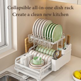 Collapsible Kitchen Dish Rack (Color: White)
