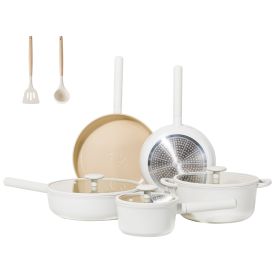 Ceramic Cookware Sets 17pcs, Pots And Pans Set Non Stick, Healthy Induction Kitchen Cooking Set With Removable Handles, Stackable Pots Pans (Option: 14p)