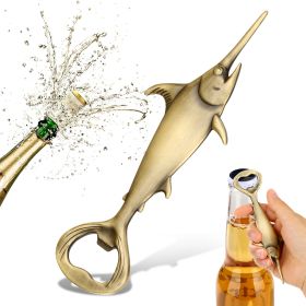 Swordfish Handle Metal Beer Bottle Opener, Kitchen Bar Accessory & Tool Beer Gift (Option: Bronze KPQ4201)
