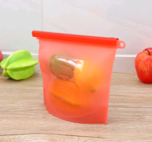 Silicone, fresh-keeping, sealed, storage bag; in or out of the refrigerator (Option: Red-1000ml)