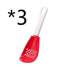Multifunctional Slotted, Grinding, Cooking Spoon; Mash, Grate (Ginger & Garlic), Stir-frying Spatula (Option: Red 3pcs)