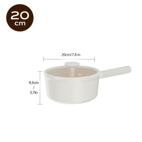 2 Piece Set 6.3 Inch, 7.87 Inch ,1.5 QT,3 QT, Aluminum Mini Pots With Detachable Handles And Glass Lids , Free of PFOA, PFOS, Dishwasher Safe (Option: 20cm-White)