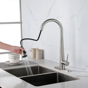 High Curvature Single Handle Kitchen Sink Faucet with Deck, Modern, Stainless Steel (Option: As shown in the figure)