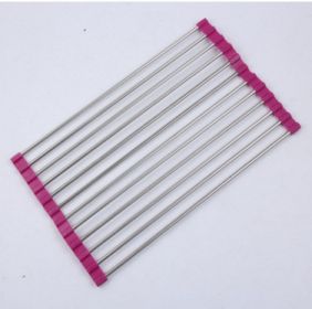Folding Sink Draining Rack, Stainless Steel (Option: Pink-20 S)
