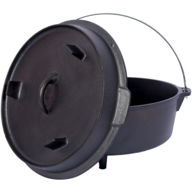 Outdoor Camping Deep Pot, Suitable For Camping Fireplace, Cooking Barbecue, Baking Campfire (Color: Black)
