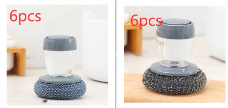 Kitchen Soap Dispensing Palm Brush Cleaner, Push-type Brush (Option: A and B 6set)