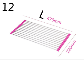 Folding Sink Draining Rack, Stainless Steel (Option: Pink-12 L)